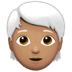 🧑🏽‍🦳 person: medium skin tone, white hair display on Apple